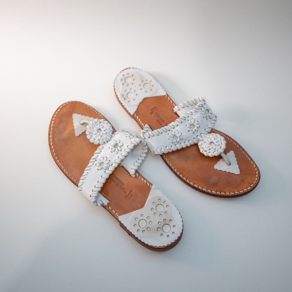 Stephen Bonano Palm Beach Handmade Vintage White Leather with small wooden heel-